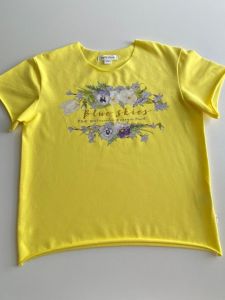 Трикотажная футболка для девочки (цветы), Ф-309099 Mokkibym