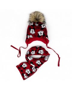 Теплий набір "Mickey Mouse" для дитини (шапочка і шарф), червоний, Talvi 01909