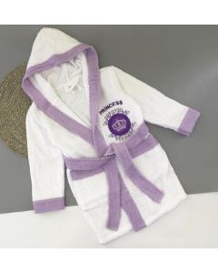 Махровий халат для дитини (білий з фіолетовим), 355 Vevien