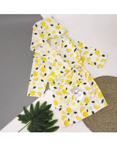 Мусліновий халат з капюшоном для дитини (лимони), Lotex 286-11