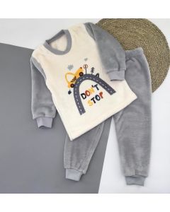 Плюшева піжама для дитини (айворі з сірим), Lotex 2451-21