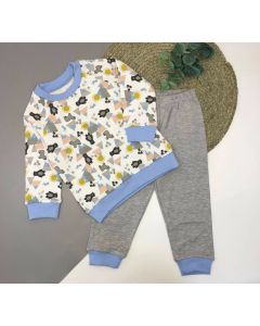 Трикотажна піжама для хлопчика (сіра з голубим), Lotex 415-01
