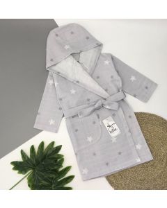 Мусліновий халат з капюшоном для дитини (сірий), Lotex 286-11
