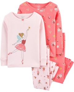 Трикотажна піжама для дівчинки 1шт. (рожева з квітковим принтом)
