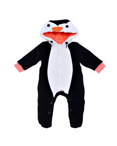 Теплий велюровий комбінезон з капюшоном "Пінгвін", 215504