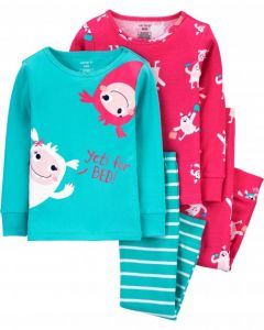 Трикотажна піжама для дівчинки 1шт. (рожева з принтом)