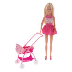 Лялька Штеффі та коляска з малюком (рожева), Steffi Love 105733067