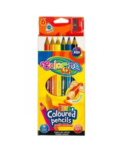 Кольорові олівці трикутні з точилкою (6 кольорів), 15516PTR Colorino