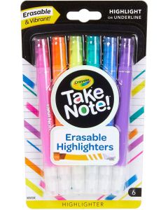 Набір маркерів Crayola Take Note Erasable Highlighters (6 штук,стираються),Crayola (58-6504)