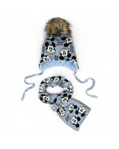 Теплий набір "Mickey Mouse" для дитини (шапочка і шарф), блакитний, Talvi 01909