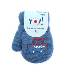 Теплі рукавиці блакитні "Машина", YoClub R-017